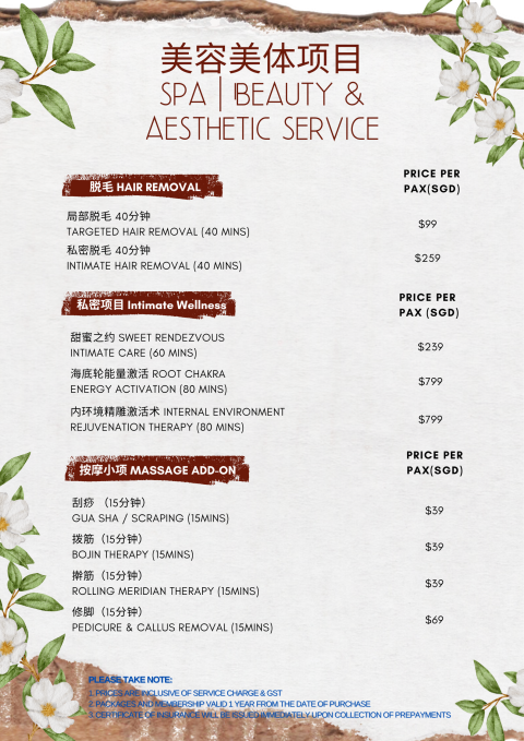 Beauty & Aesthetic Services Price List