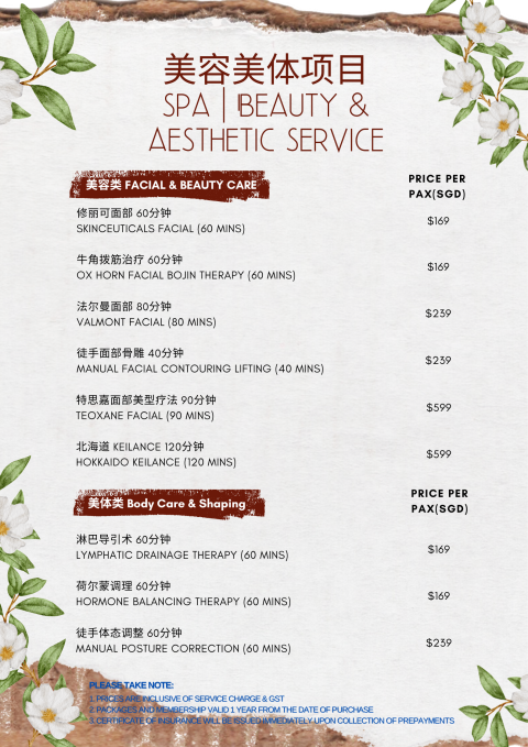 Beauty & Aesthetic Services Price List 2